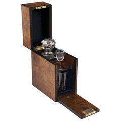 Antique Burr Walnut Ebony Edged Single Decanter Box, 19th Century