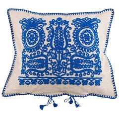 Transylvanian Embroidered Blue Cushion