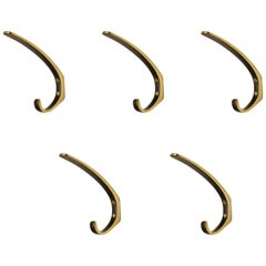 Five Austrian Brass Wall Hooks by Hertha Baller