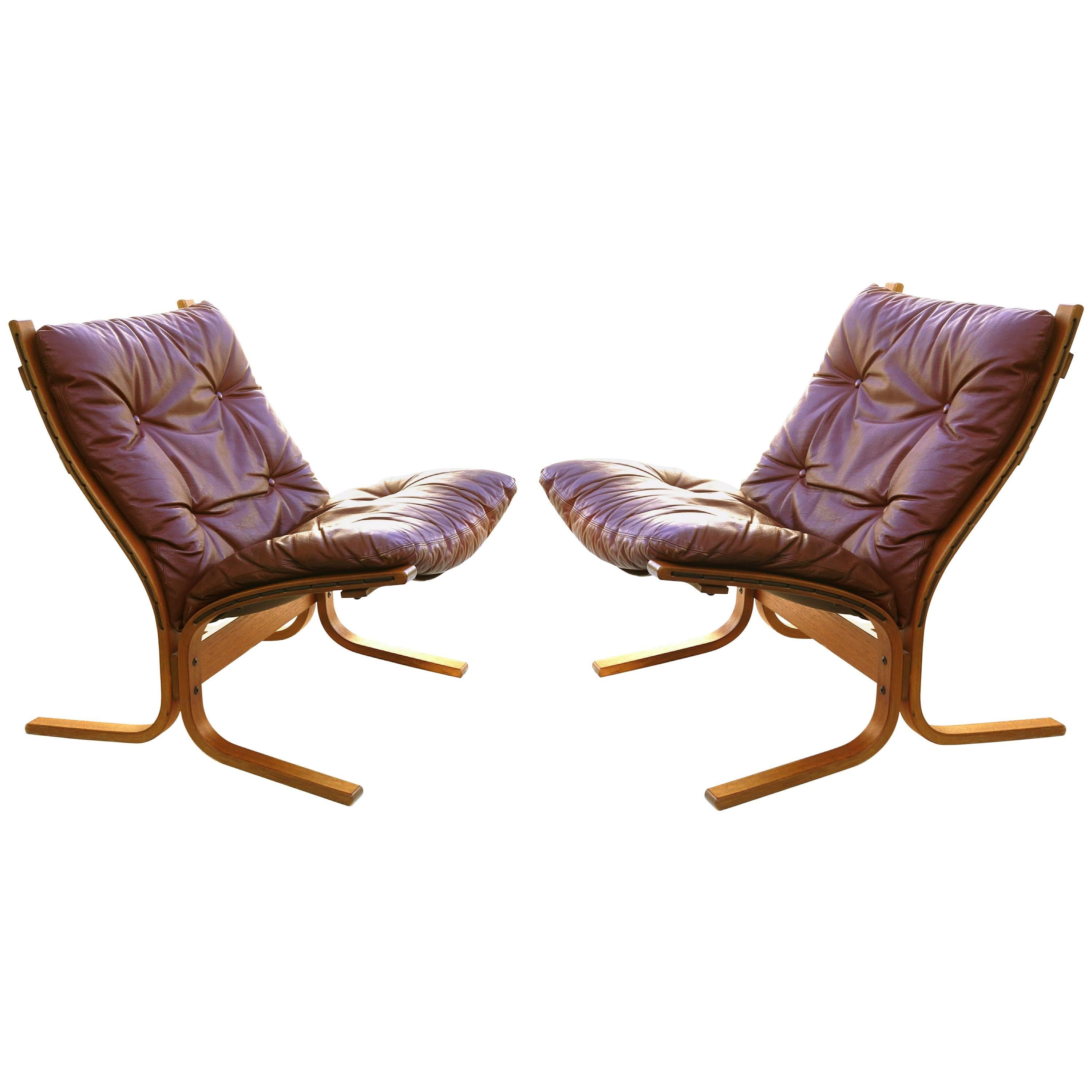 Ingmar Relling Pair of Siesta Sling Lounge Chairs in Leather for Westnofa