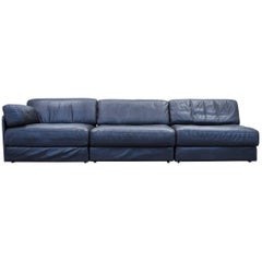 De Sede DS 76 Designer Sofa Leather Black Three-Seat Function Couch Modern