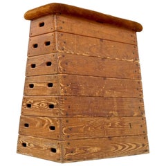 Wood and Suede Gymnastic Jump Box, 1960s