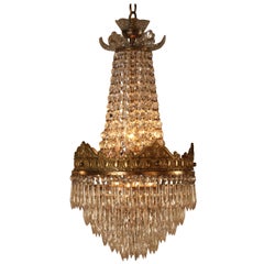 French Empire Style Bronze and Crystal Chandelier