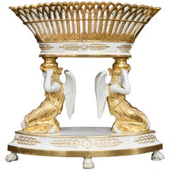 Late 19th Century French Empire Style Porcelain Centrepiece, Basket, Paris