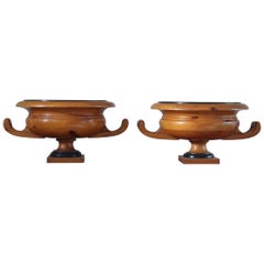 Pair of 1940s Classical Pine Urns