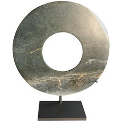 Important Ancient Chinese Heavenly Jade Bi Disc with Rich Green Color
