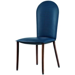 "Atena" Leather and Canaletto Walnut Chair by Alessandro Zambelli for Adele-C