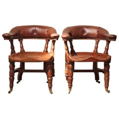 Great Pair of Walnut 'Captain's Chairs', circa 1880