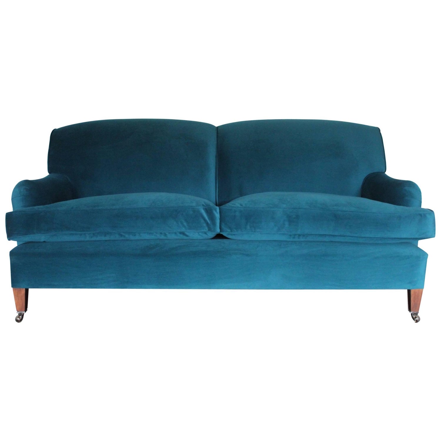 George Smith Signature Standard Arm Sofa In Teal Green Blue