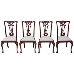 Set of Four Victorian Mahogany Chippendale Revival Dining Chairs, circa 1900