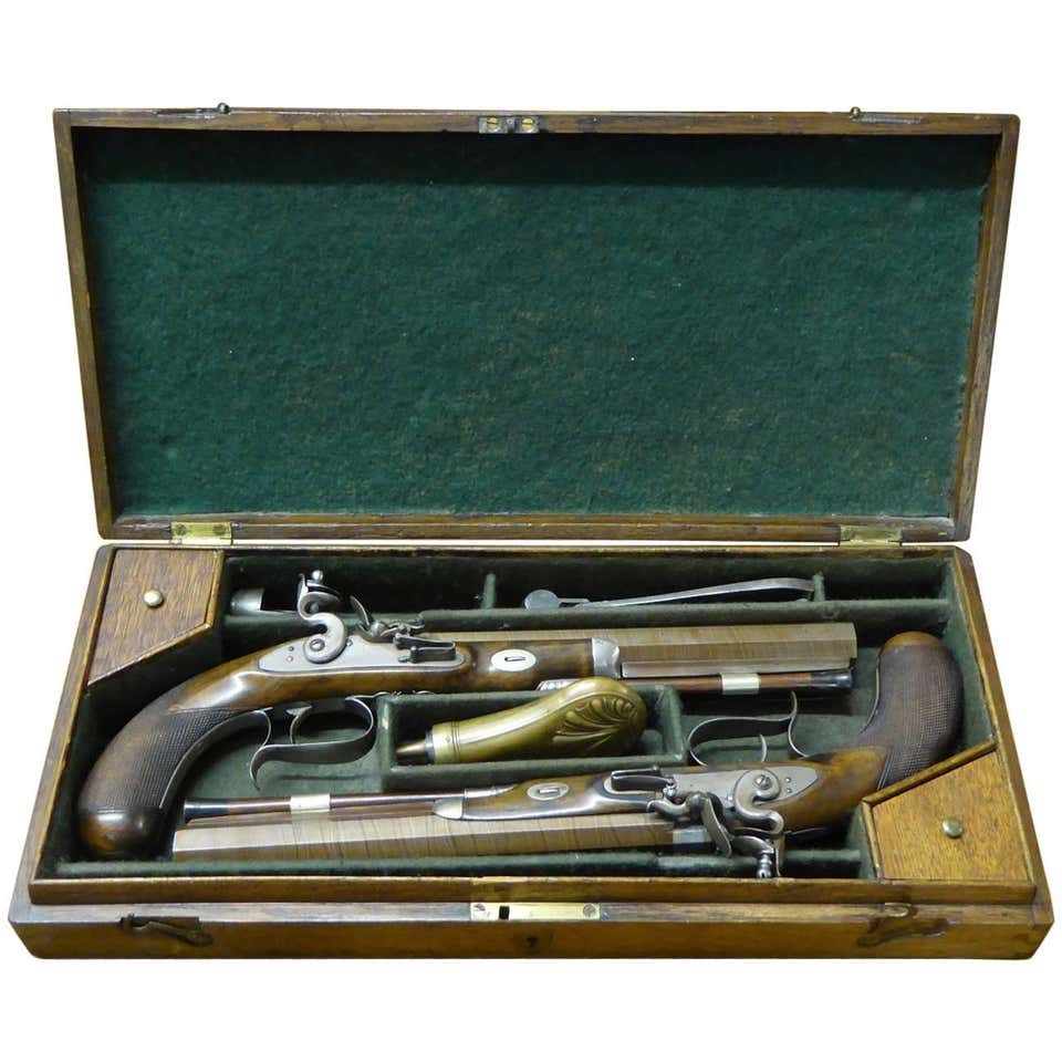 19th Century Pair of Cased Dueling Pistols at 1stdibs