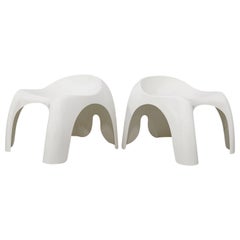 Vintage Set of Two Efebo Stackable Stools White ABS, Design by Stacy Dukes, 1960
