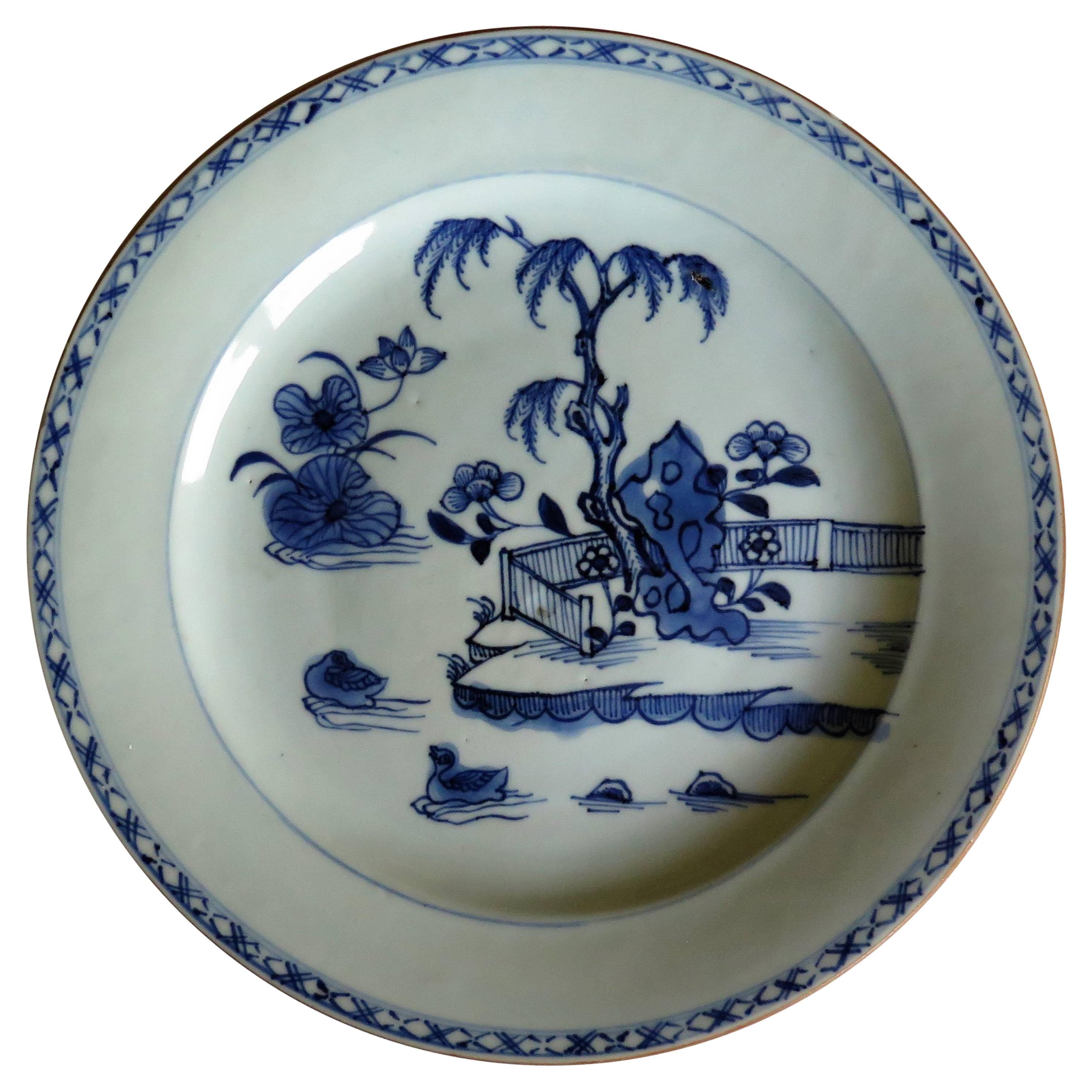 18th Century Chinese Porcelain Blue and White Plate, Qing Qianlong Circa 1760