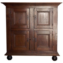 18th Century Northern European Oak Cabinet with Ball Feet