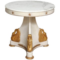 Round Painted and Parcel-Gilt Table with Marble Top