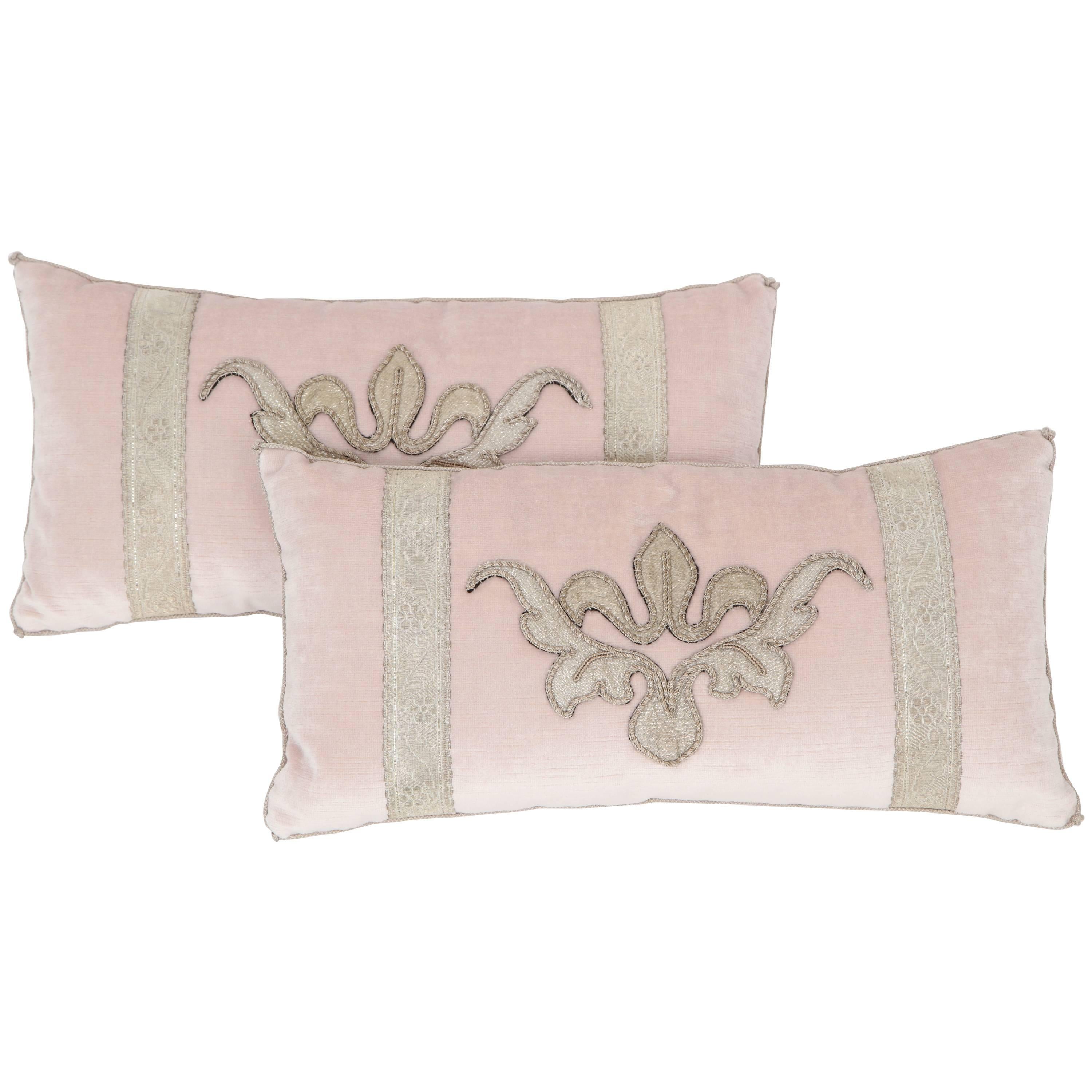 Pair of Blush Pink Velvet Pillows