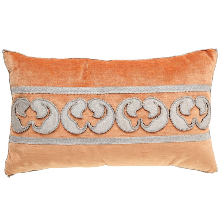 Velvet Pillow with Antique Metallic Accents at 1stDibs