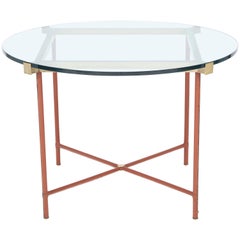 Jacques Adnet Leather Covered and Brass Centre Table