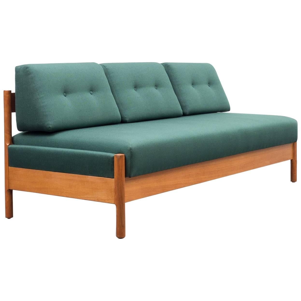 Daybed in Scandinavian Style, Teak Frame, New Upholstery For Sale
