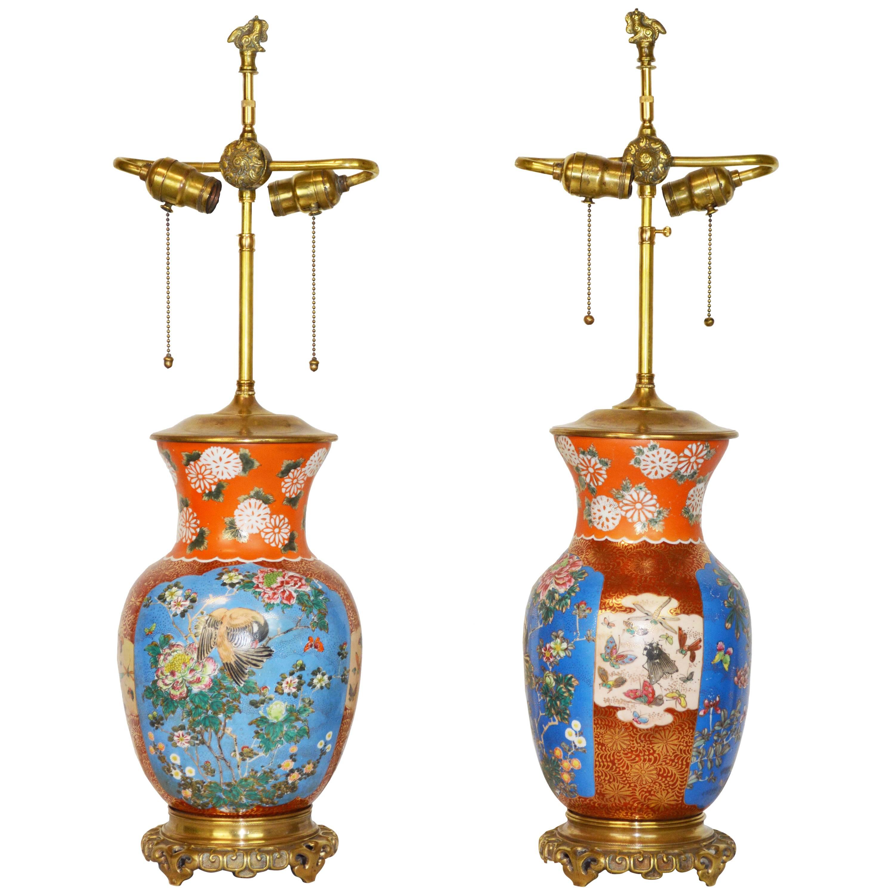 Pair of 19th Century Japanese Porcelain Lamps