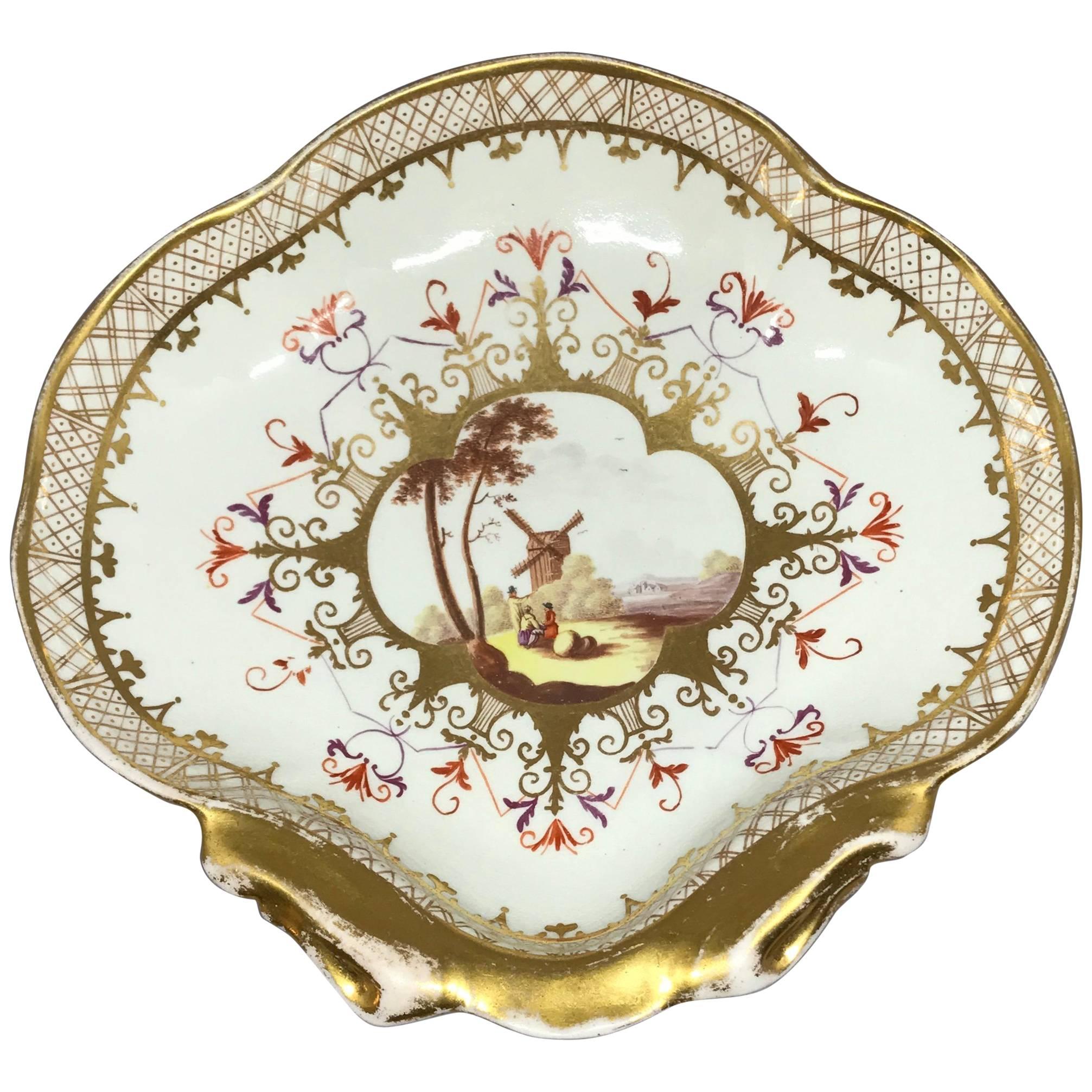 English Iron Red and Gilt Shell Form Serving Dish After Meissen For Sale