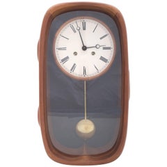 Vintage Midcentury Walnut Wall Hanging Clock by E. White, USA, 1970s