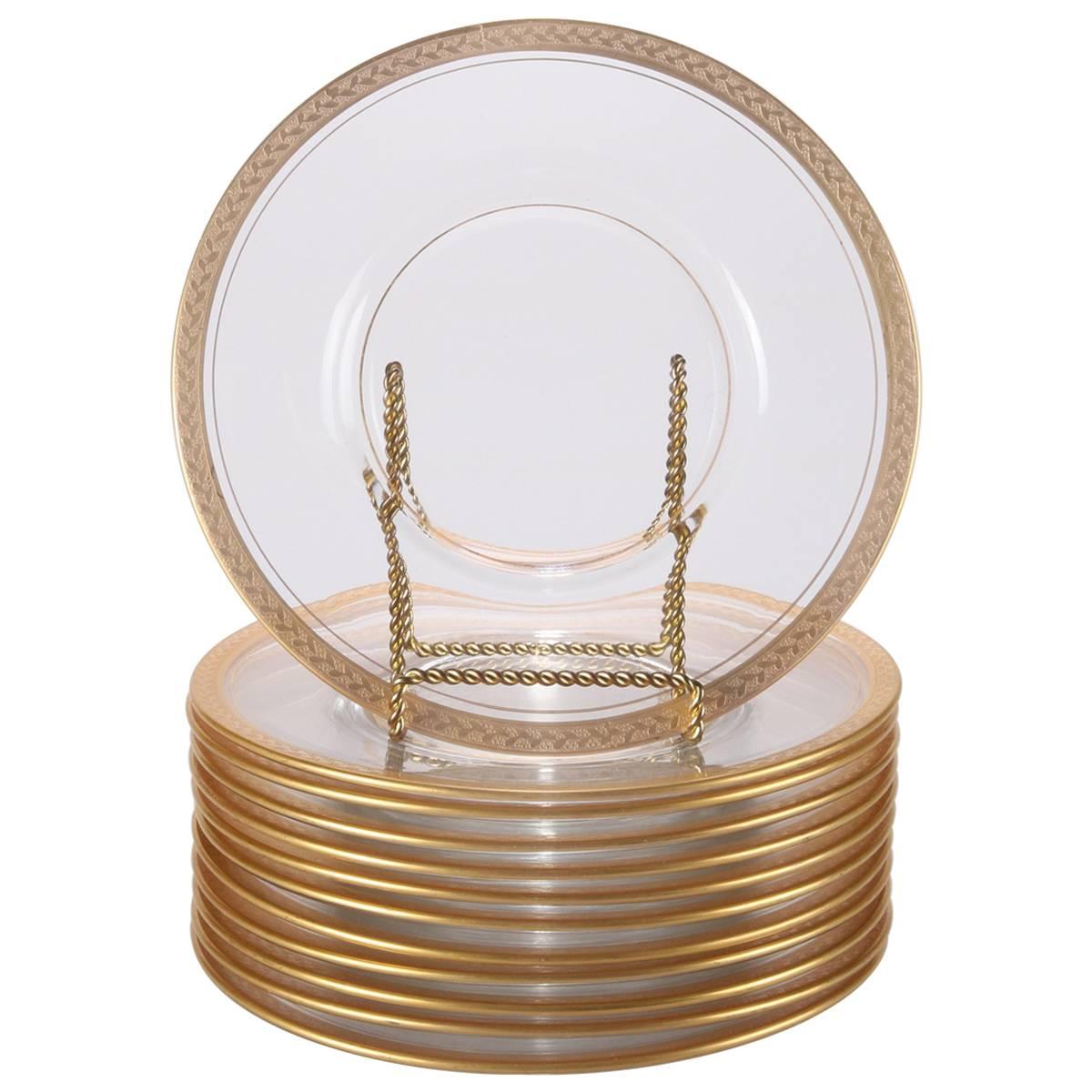 Crystal Dessert Plates 4 For Sale on 1stDibs