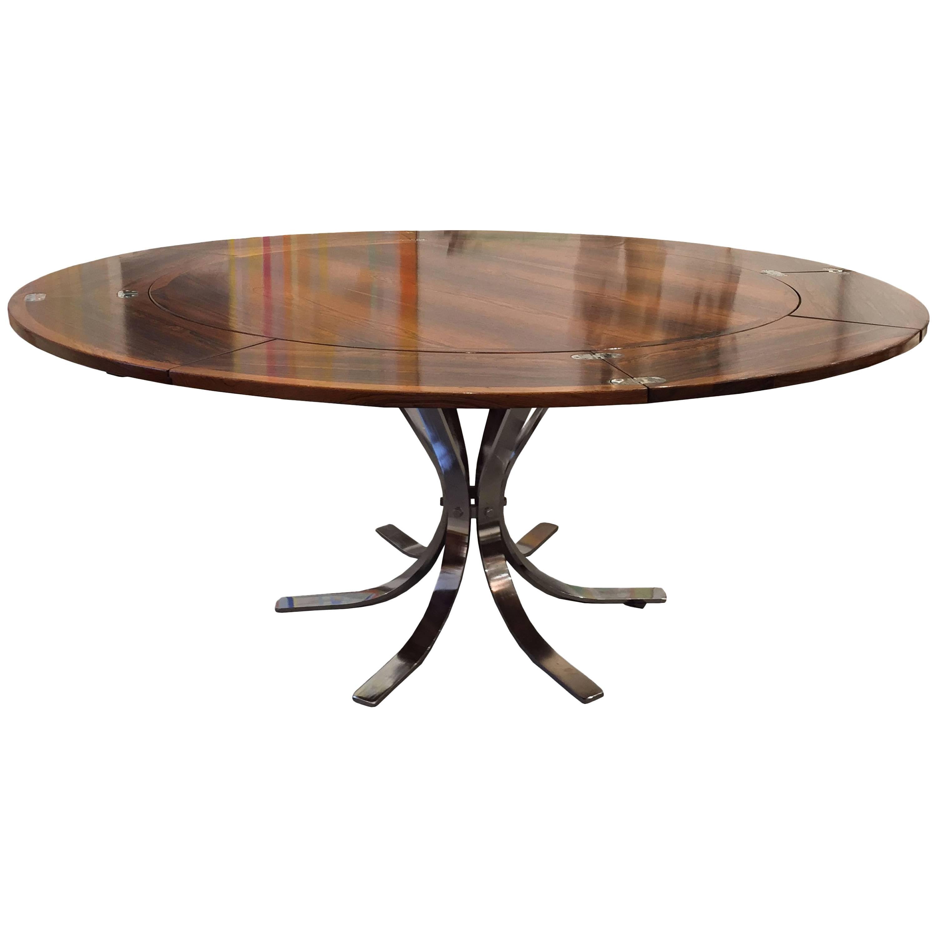 Danish Mid-Century Modern Rosewood and Chrome "Lotus Design" Base 'Dyrlund' For Sale