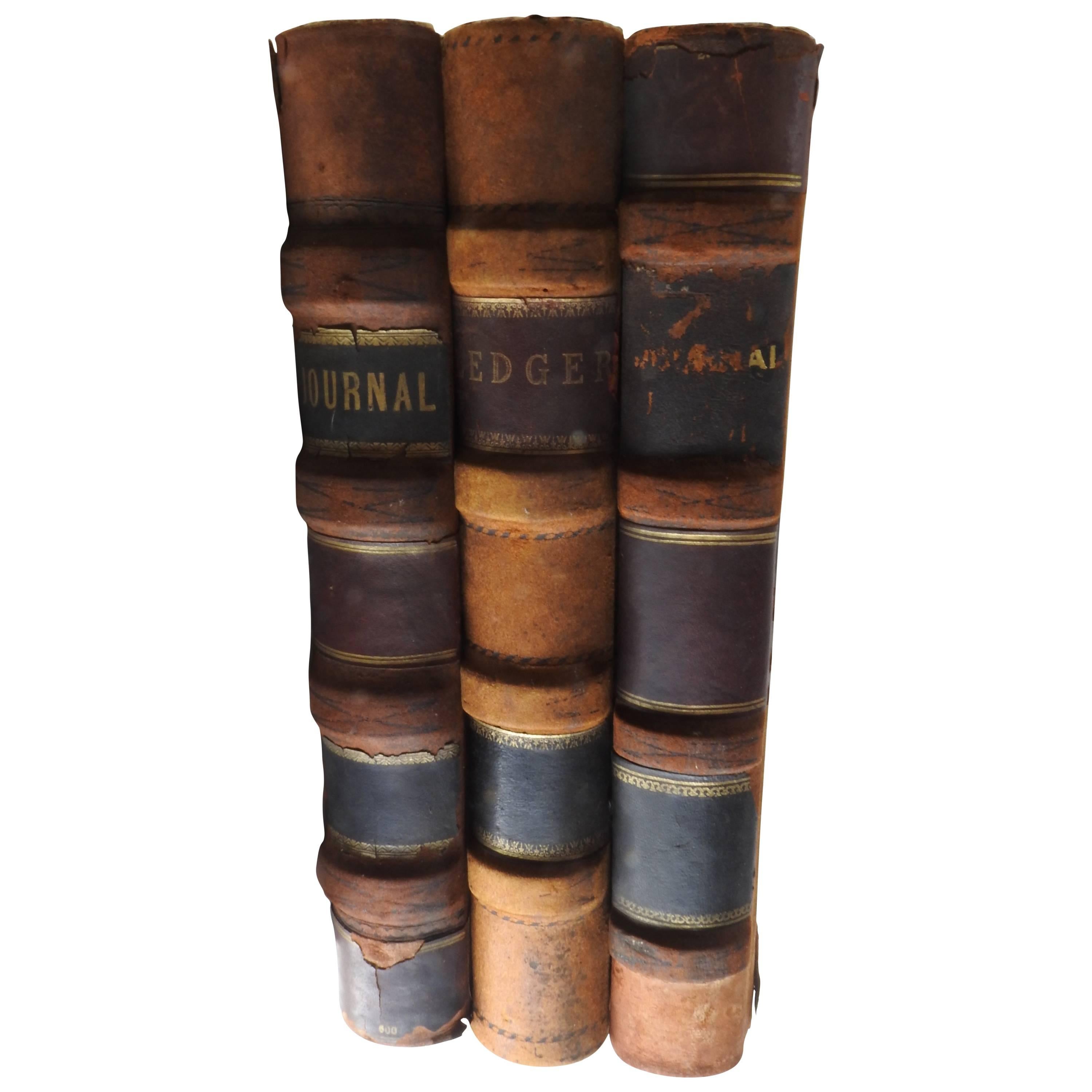 Antique Leather Bound Ledgers of Walker Ice Cream Co. 