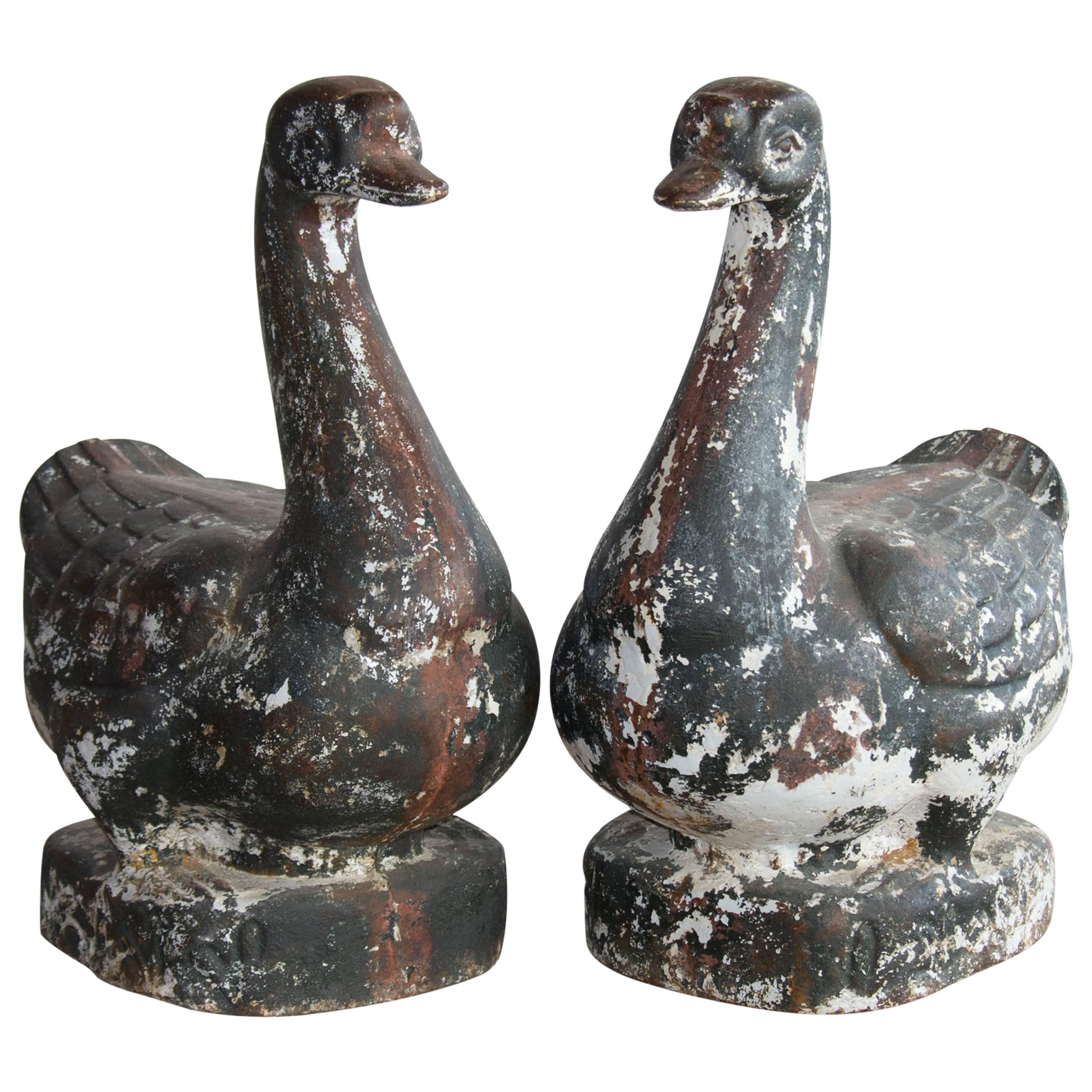 Pair of Vintage Cast Iron English Ducks