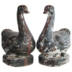 Pair of Antique Cast Iron English Ducks
