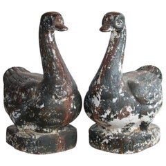 Pair of Vintage Cast Iron English Ducks