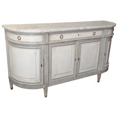 Painted Late 19th Century French Credenza with White Marble Top