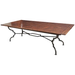 Dark Walnut  92" Refectory Table with Metal Legs + two 18" leaves