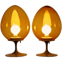 Mid-Century Modern Pair Bill Curry for Design Line Stemlite Egg Table Lamps