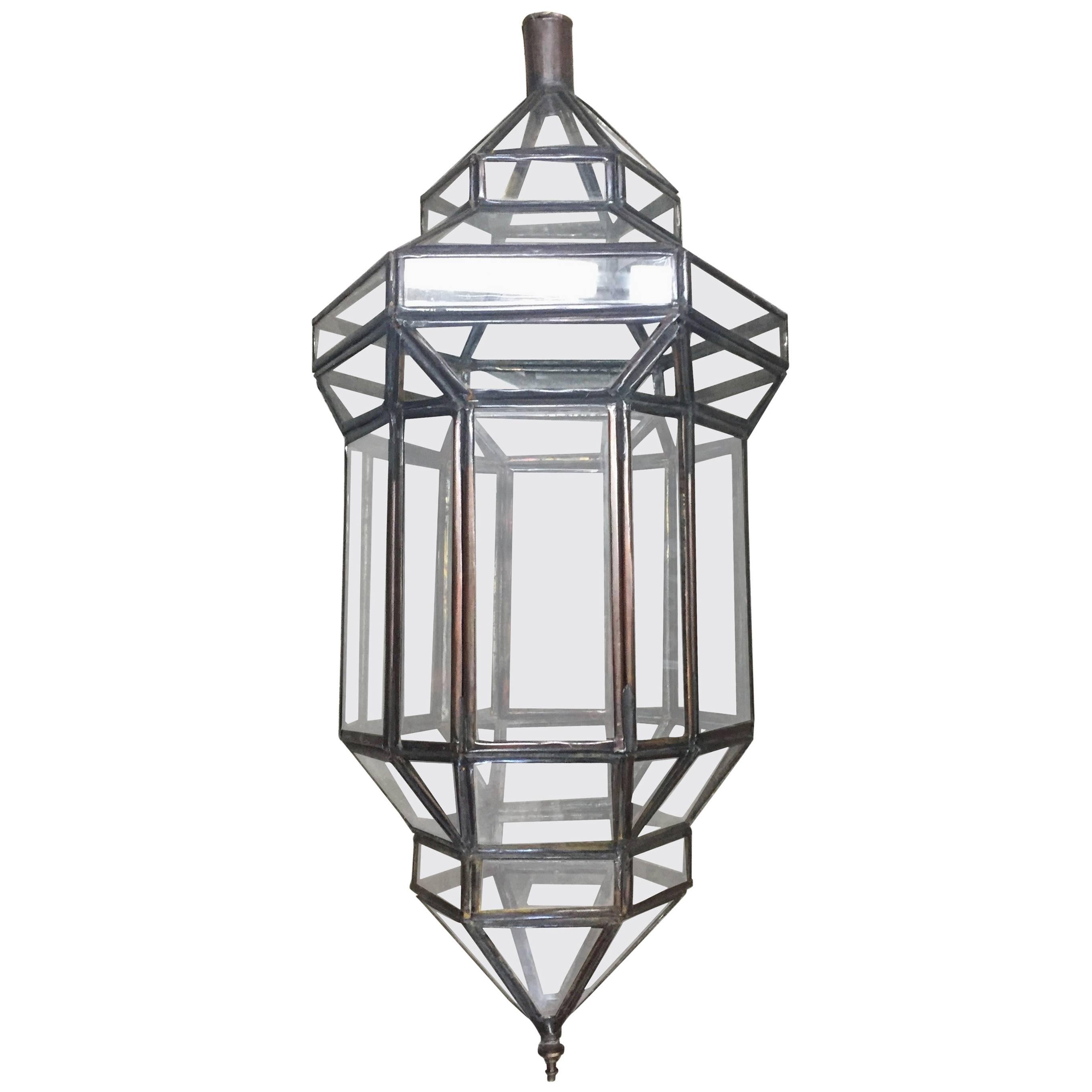 "Jaime" Small Clear Lantern Moroccan Style Haskell For Sale