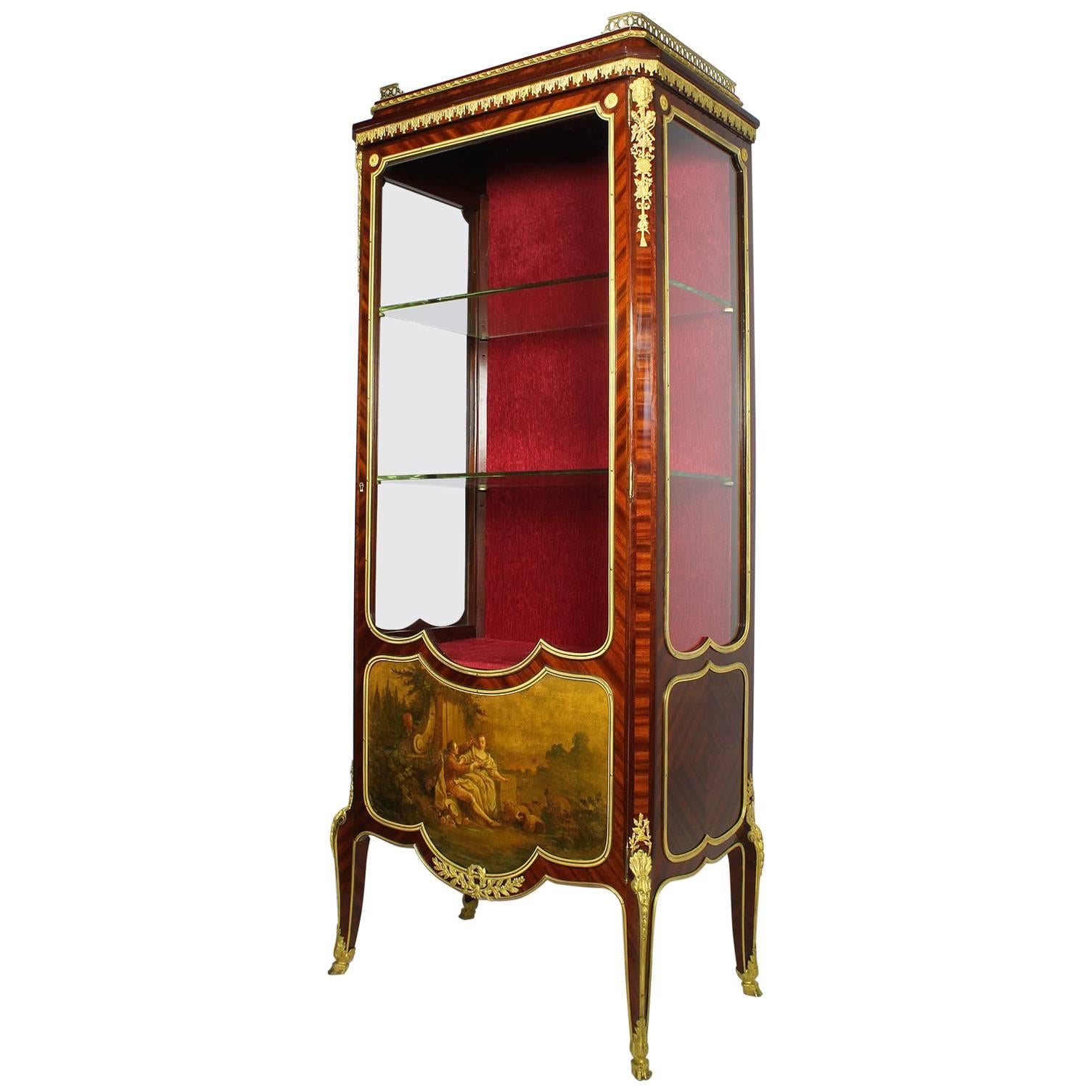 Fine French Belle Epoque 19th Century Vernis Martin Vitrine by Louis Majorelle en vente