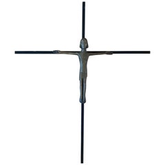 Mid Century Modern Brutalist Bronze Crucifix Cross, West Germany