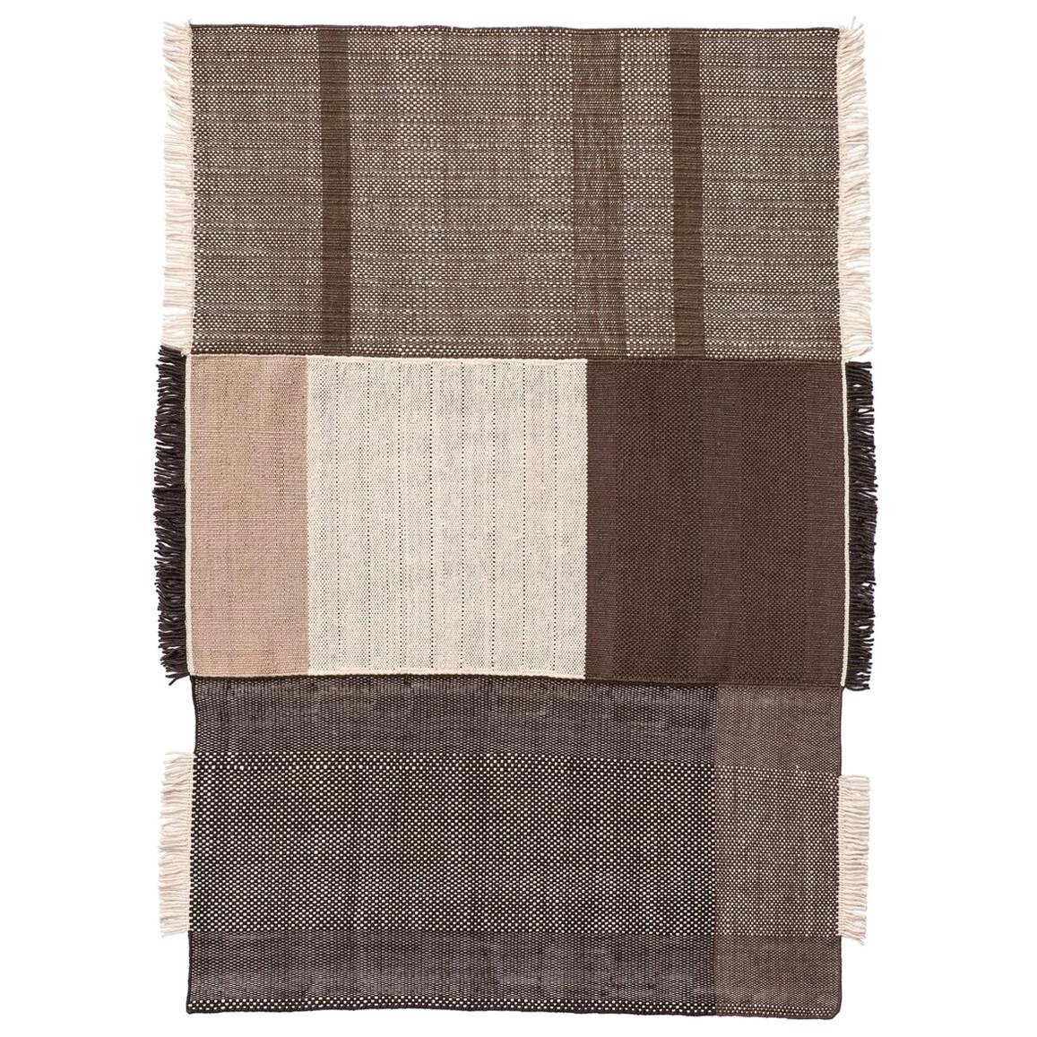 Tres Collection Chocolate Hand-Loomed Wool & Felt Rug by Nani Marquina, Medium