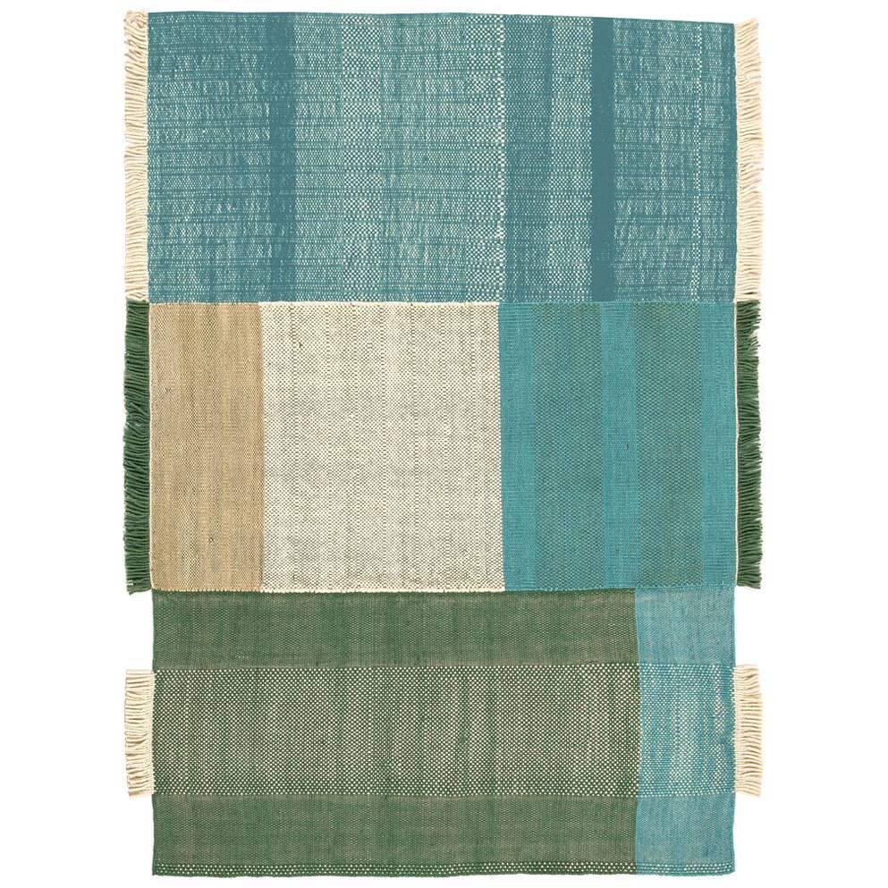 Tres Collection Large Green Hand-Loomed Wool and Felt Rug by Nani Marquina