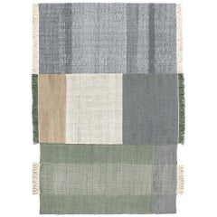Tres Collection Large Sage Hand-Loomed Wool and Felt Rug by Nani Marquina