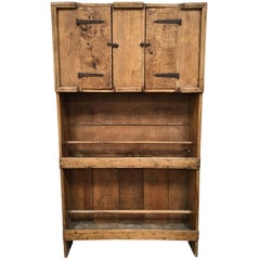 Antique French Wooden Cabinet with Iron Hardware