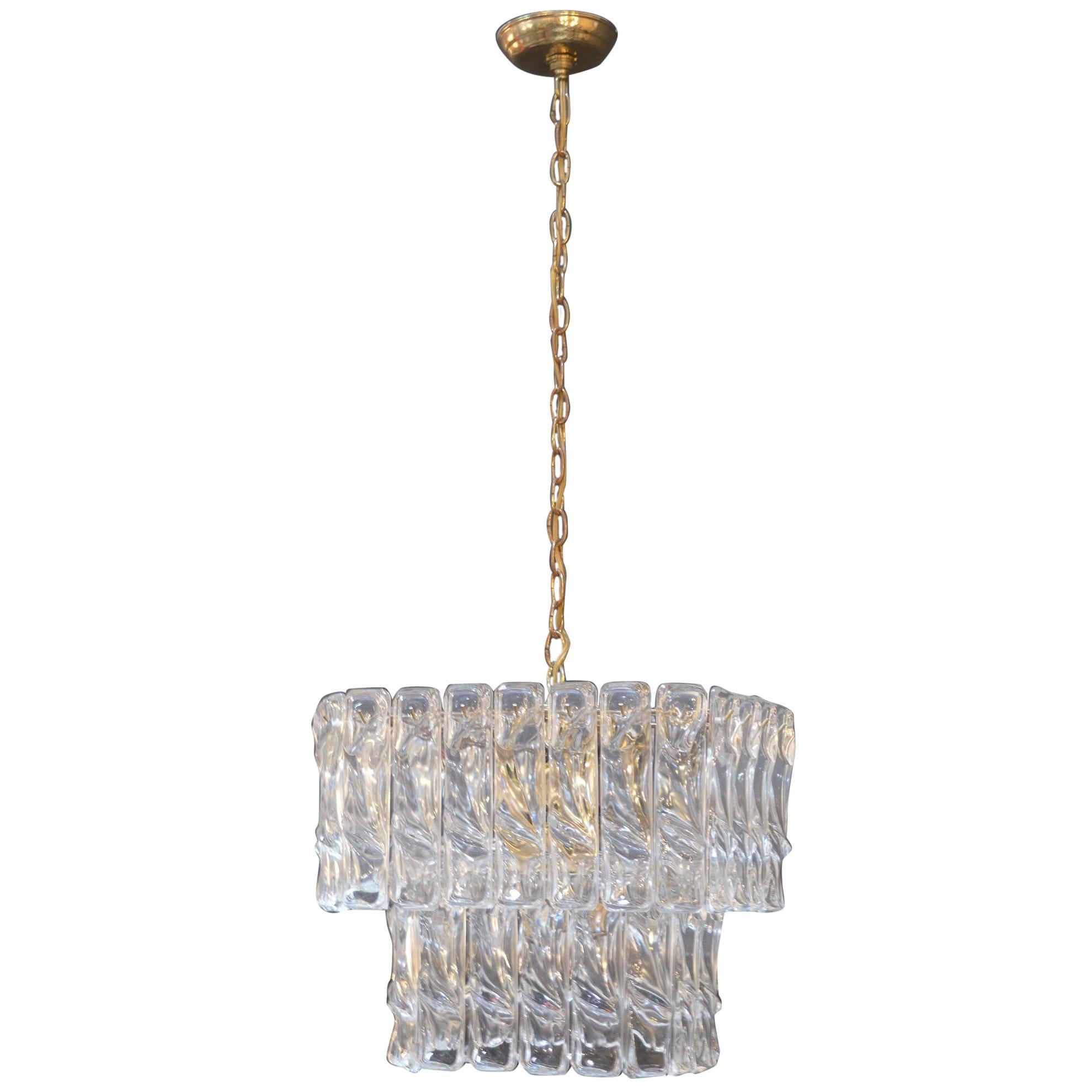 Waved Glass Chandelier For Sale