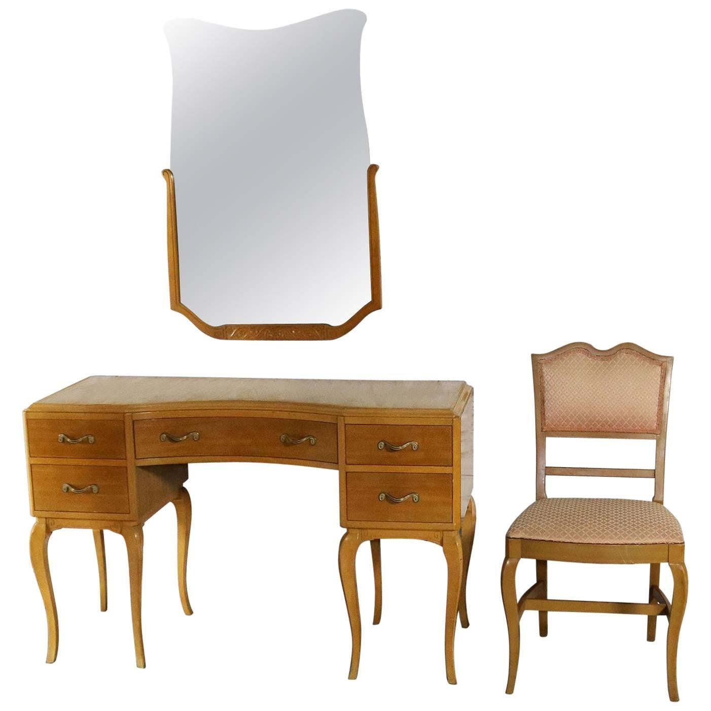 Art Deco Style Vanity Mirror and Chair by Rway Northern Furniture Co. Sheboygan