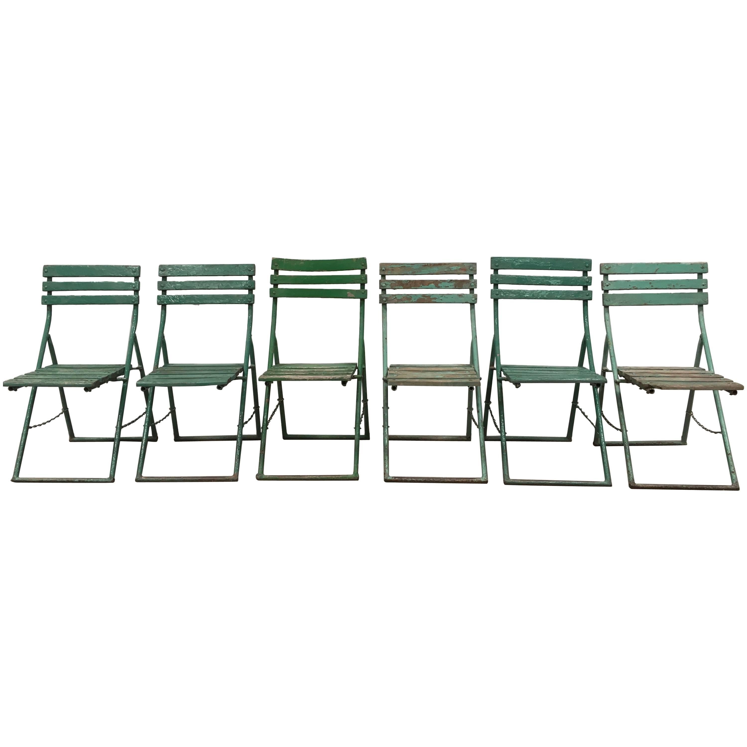 Six Antique French Wood and Metal Folding Chairs at 1stDibs vintage