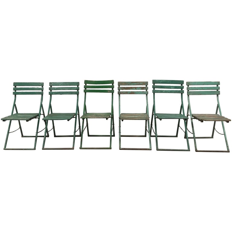 Six Antique French Wood and Metal Folding Chairs at 1stDibs vintage