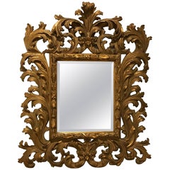 Vintage Ornate Venetian Style Carved Giltwood Mirror