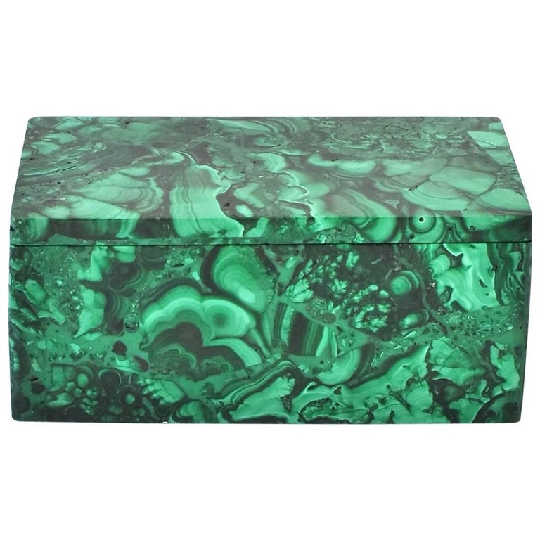 Natural Malachite Box, Gem Stone Jewelry Box at 1stdibs