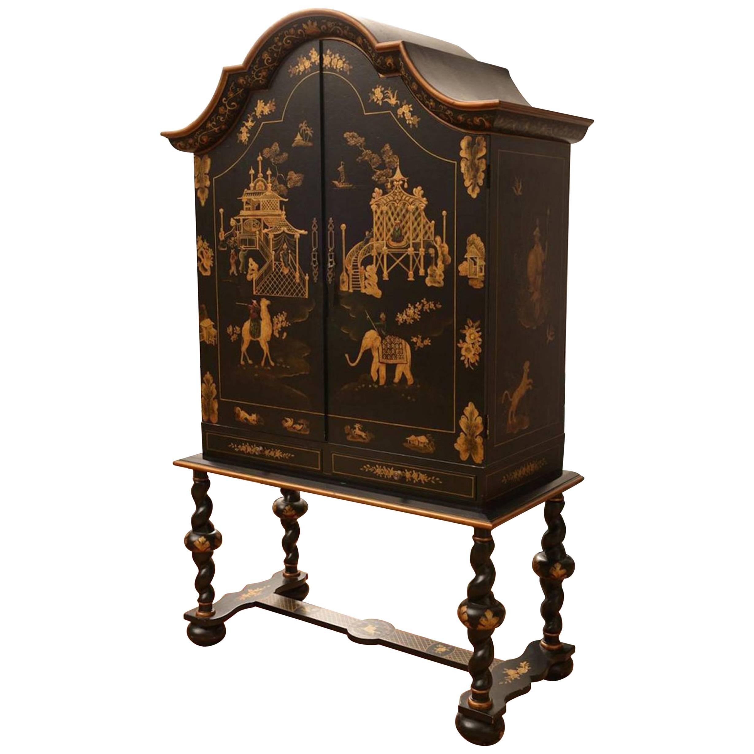 Substantial Gilt Chinoiserie Lacquered Cabinet on Stand, by Julia Gray