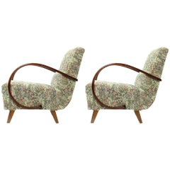 Classical Armchair by Jindrich Halabala in Original Floral Fabric, Czechia 1950s